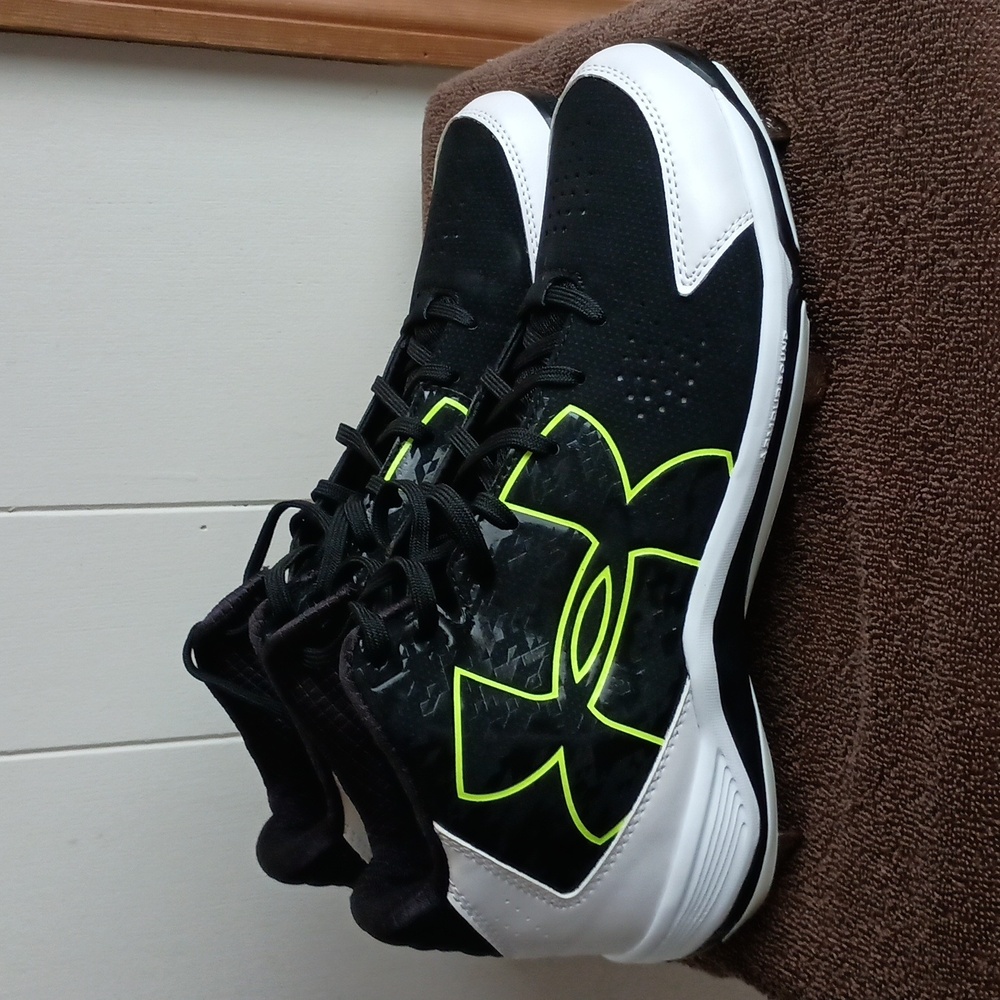 Under Armour Black and White Cleats with Neon Accents
